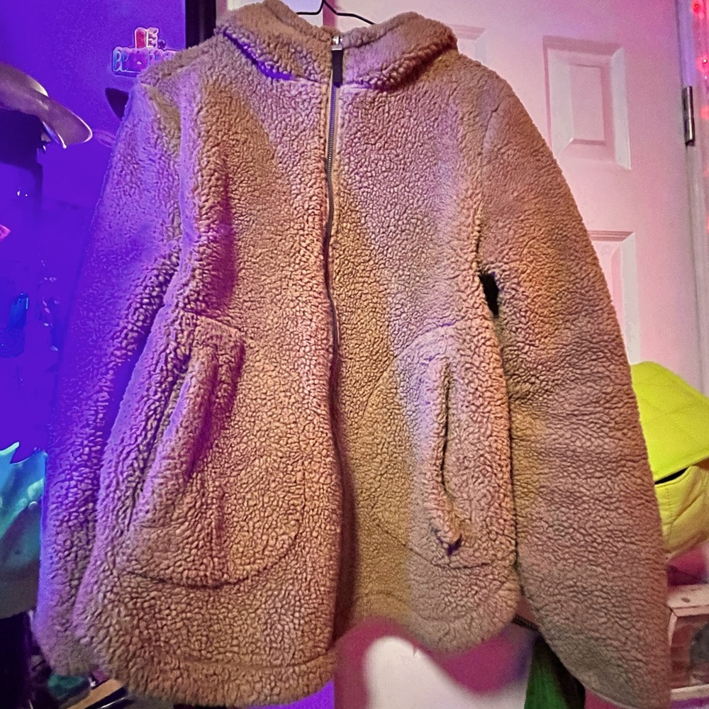 Free Country Sherpa Brown Medium Womens Unisex Hoodie Zip Jacket Coat Big Five